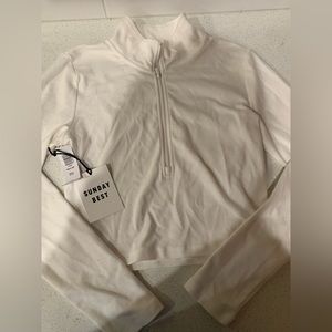 White half-zip sweater, cropped